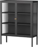 خزانة بباب زجاجي، سوداء